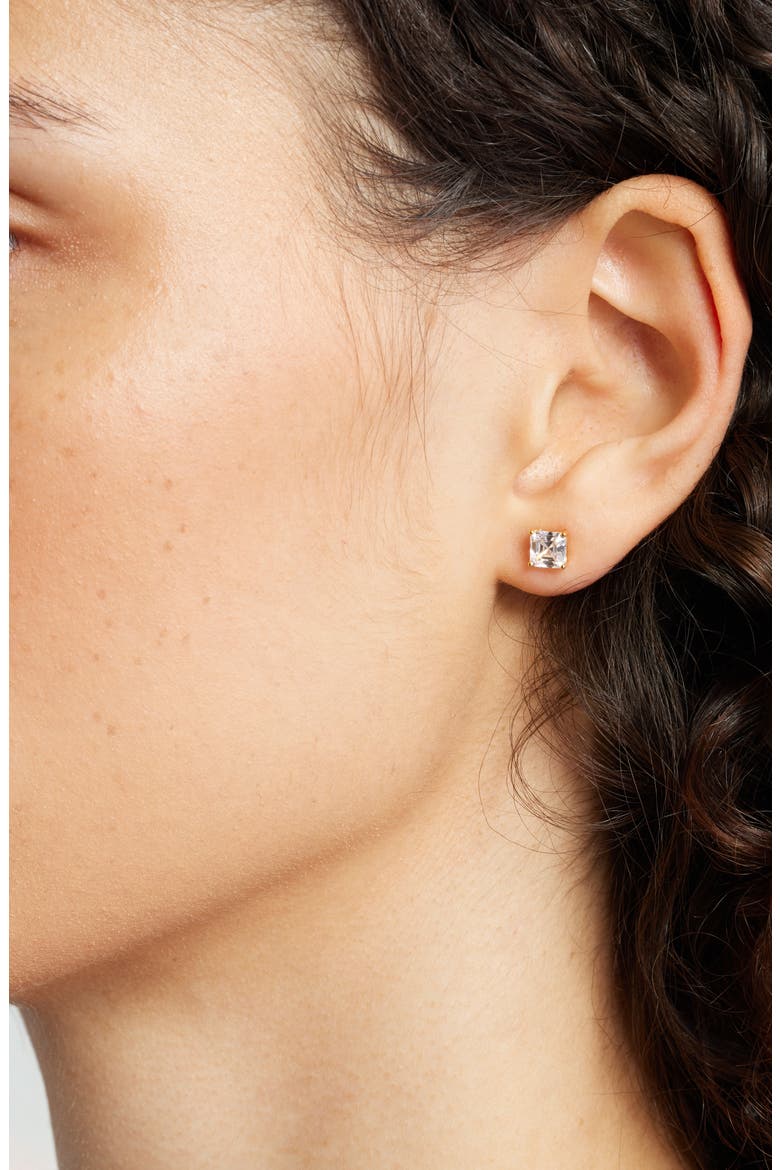 3-Pack Cubic Zirconia Square Stud Earrings, Alternate, color, 14K GOLD- PLATINUM PLATING