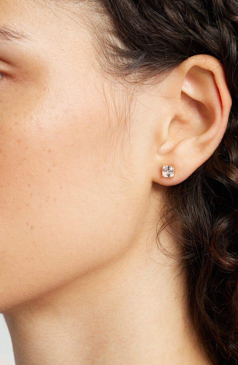 Nordstrom 3-Pack Cubic Zirconia Square Stud Earrings, Alternate, color, 14K Gold- Platinum Plating