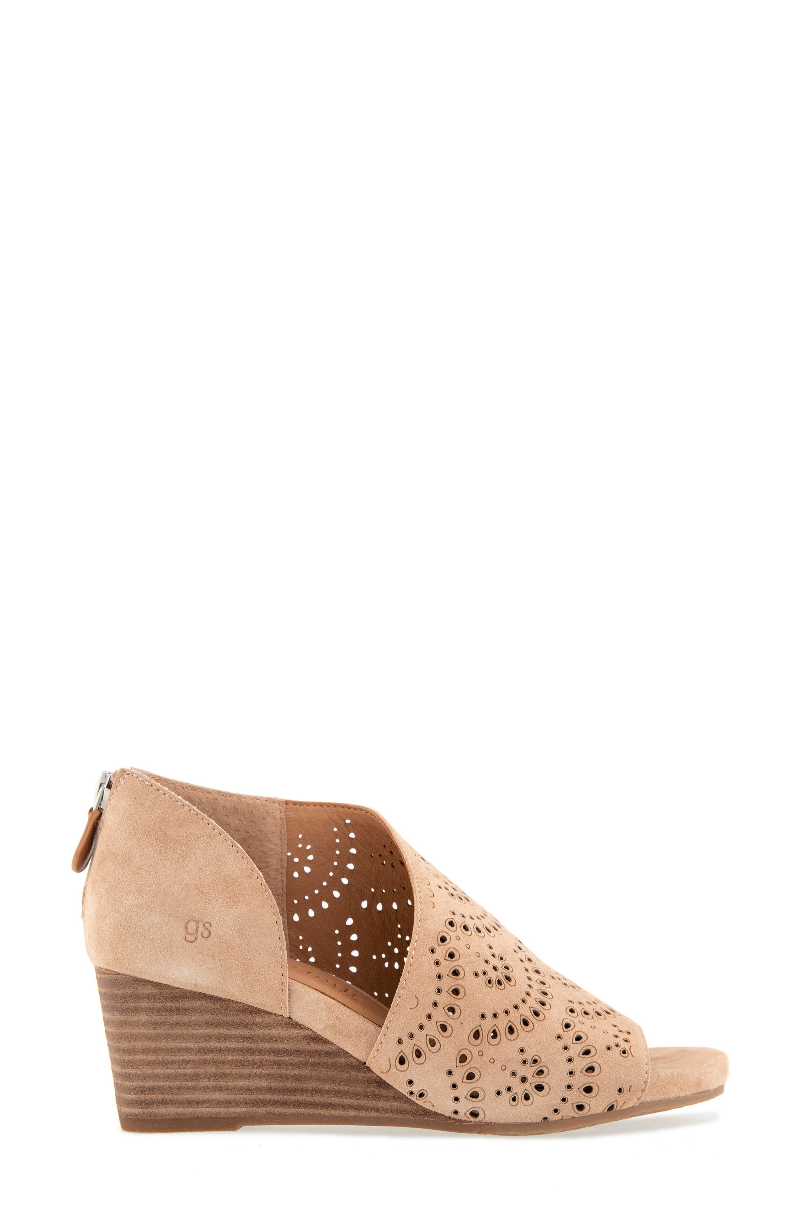 Talerie Perforated Wedge Sandal, Alternate, color, PORCINI SUEDE