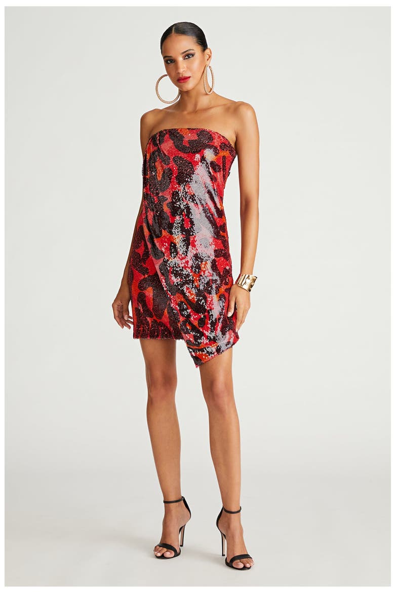 Ari Dress In Printed Sequin, Main, color, Leopard Degrade