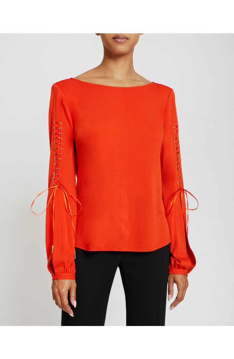 Santorelli Livi Long Sleeve Top with Grommet Detail in Luxury Jersey, Main, color, 