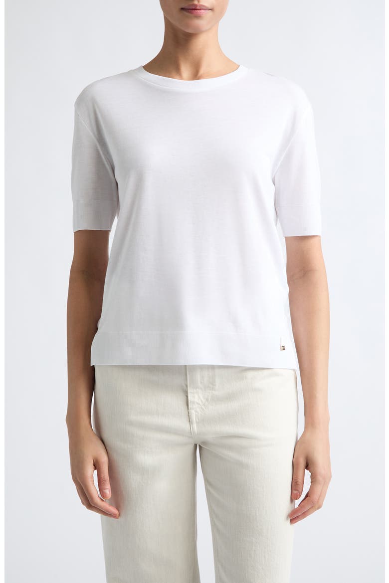 Glam Knit Crewneck T-Shirt, Main, color, 1000 WHITE