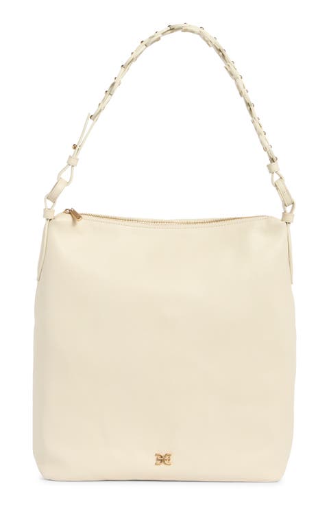 Bay Chain Link Pebbled Leather Hobo Bag