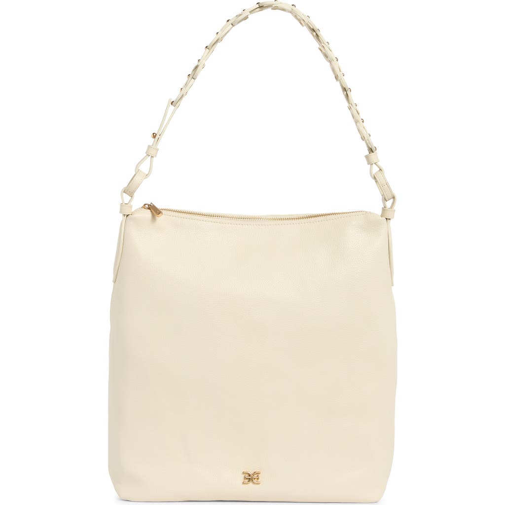 Sam Edelman Bay Chain Link Pebbled Leather Hobo Bag In White
