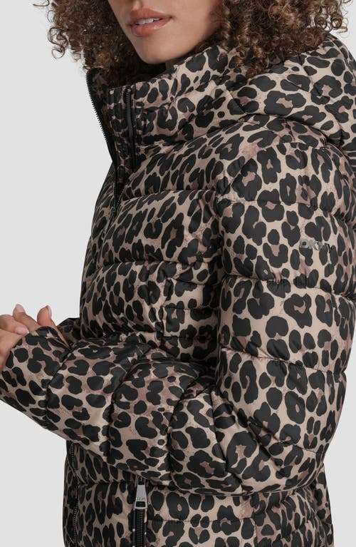 Dkny Cire Packable Hooded Puffer Jacket In Brown