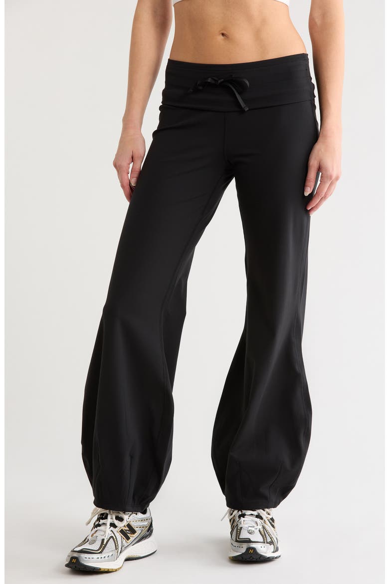 Lux Jasmine Fold-Over Waist Harem Pants, Main, color, BLACK