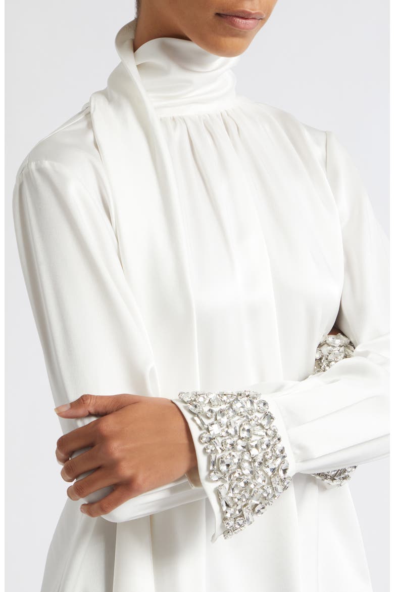 Veronica Long Sleeve Top with Embellished Cuffs, Alternate, color, OPTIC
