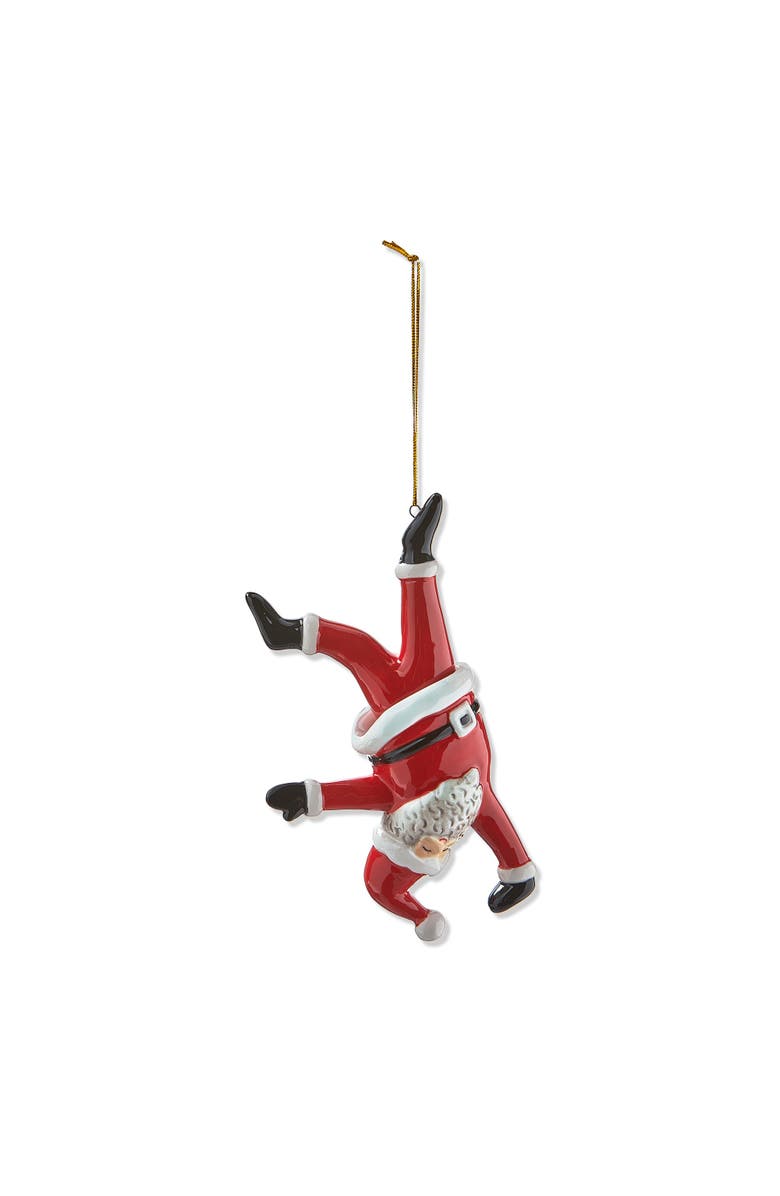 tag Dancing Santa Handstand Ornament Red Ceramic Christmas Decor, Main, color, Red