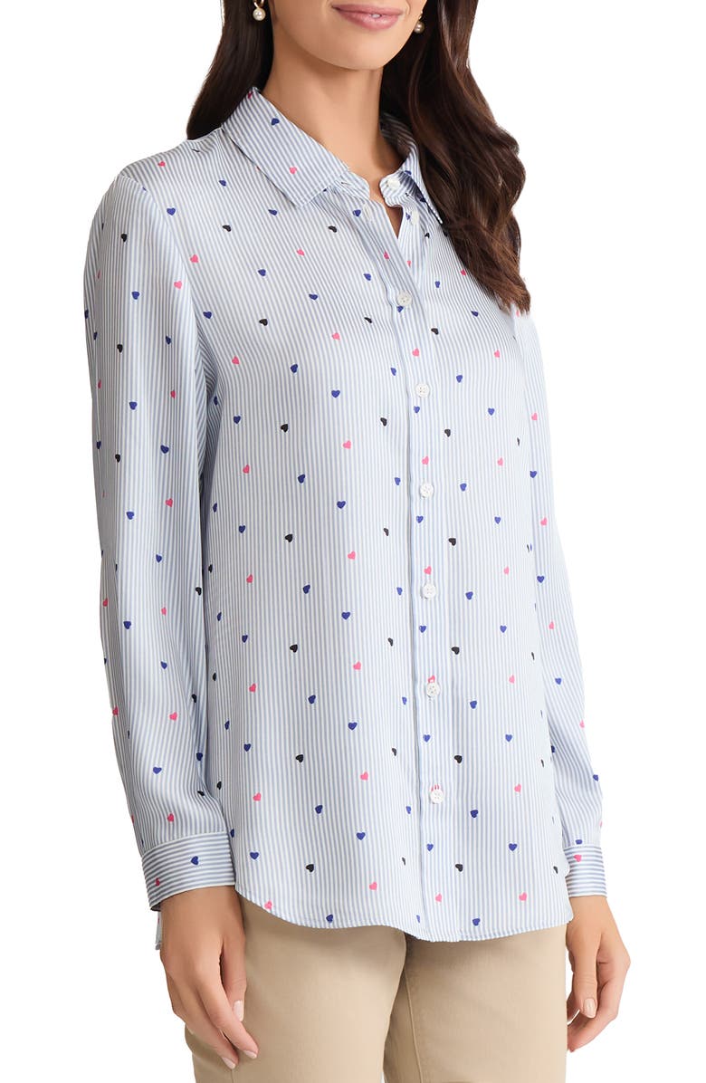 Jones New York Heart Shirt, Alternate, color, Chambray Blue Multi