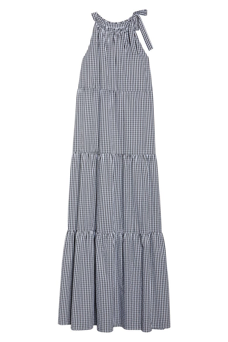 Gingham Check Maxi Dress, Alternate, color, BLACK/ WHITE