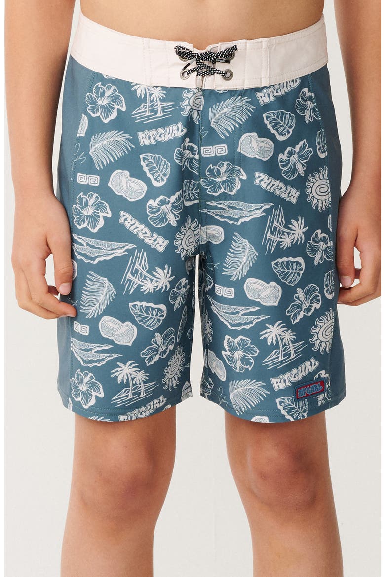 Kids' Surf Shack Elasto Board Shorts, Main, color, MUTED GREEN