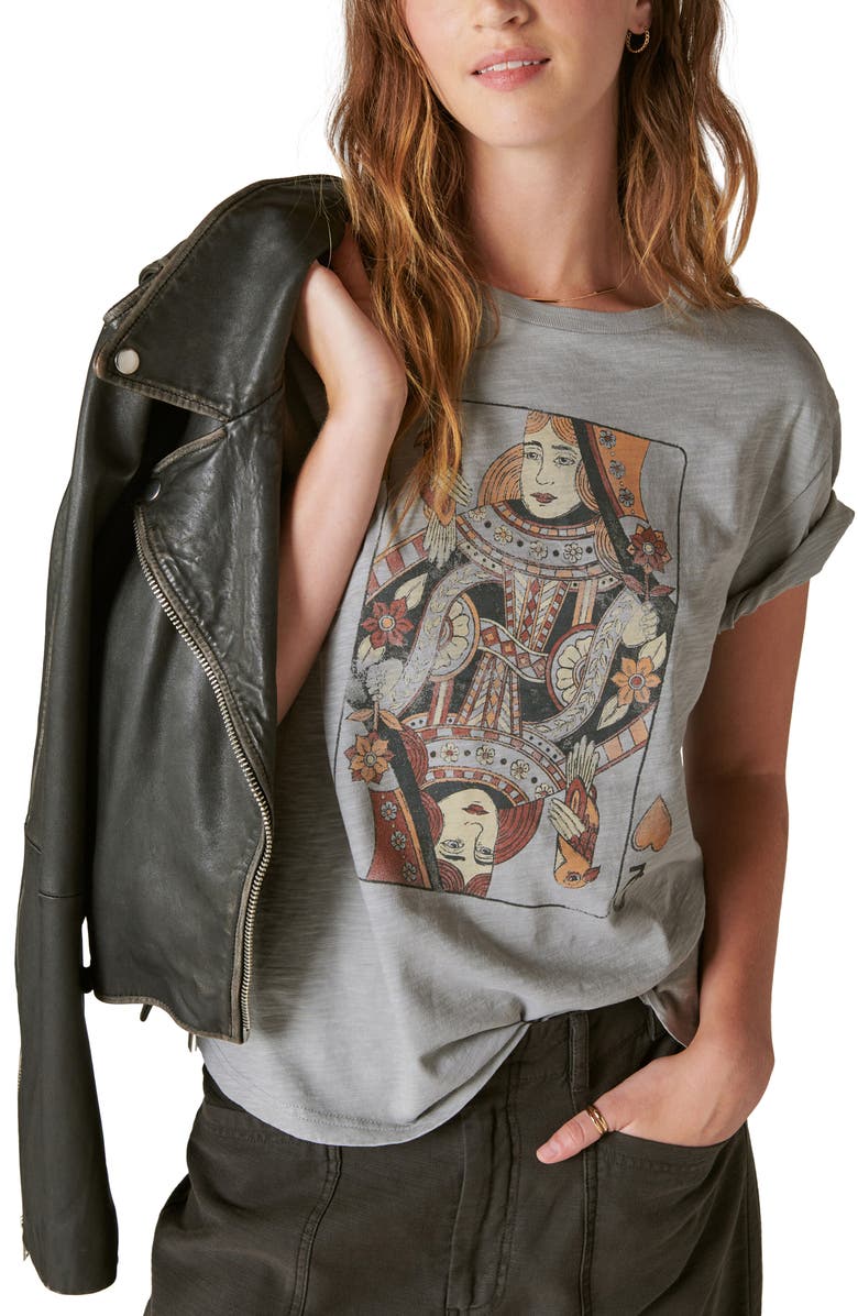 Lucky Brand Queen of Hearts Graphic T-Shirt, Alternate, color, 