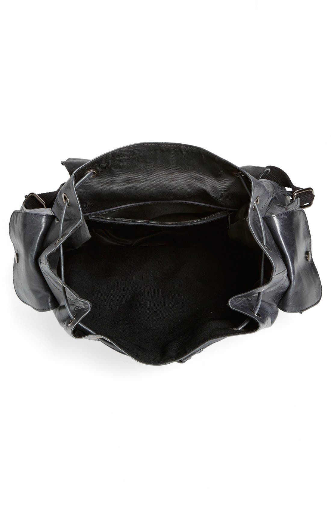 Topman Leather Backpack, Alternate, color, 