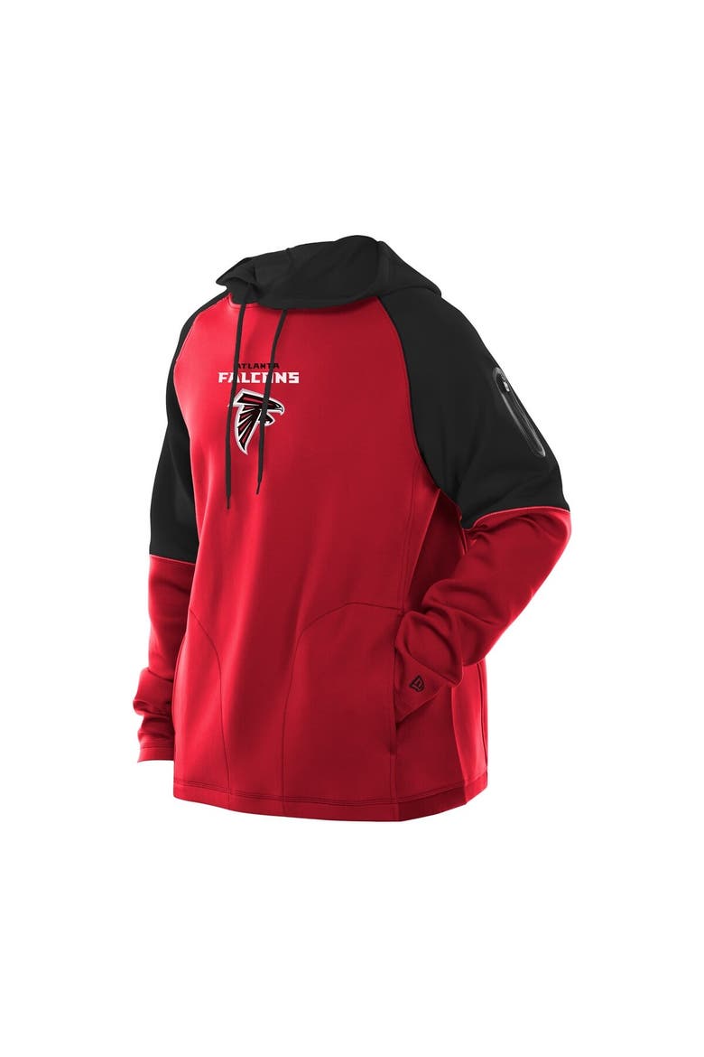 Men's New Era  Red Atlanta Falcons Combine Authentic Color Block Raglan Pullover Hoodie, Alternate, color, Red