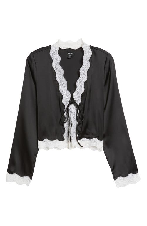 NASTY GAL NASTY GAL LACE TRIM TIE FRONT SATIN TOP