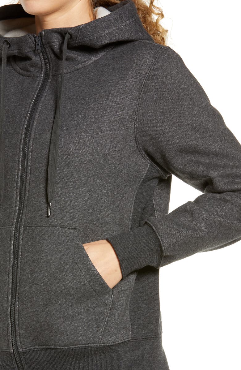 Zella Cara Full Zip Hoodie, Alternate, color, Grey Dark Charcoal Heather