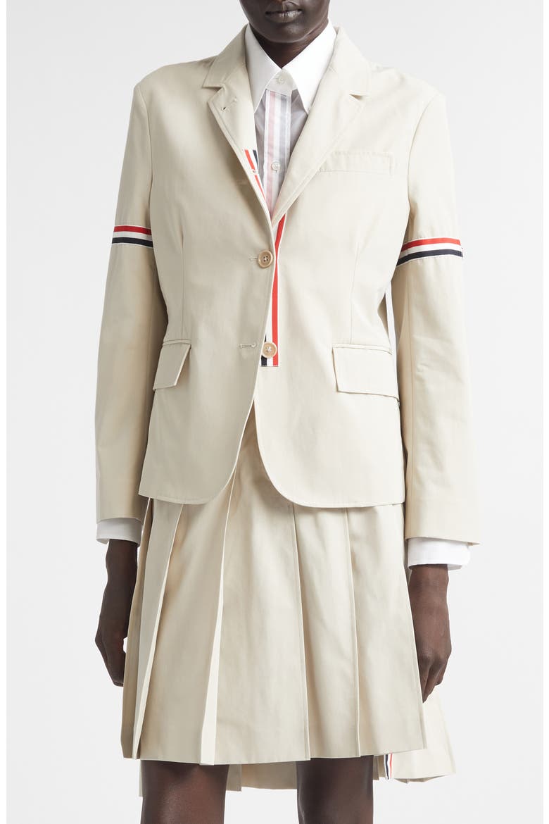 Tricolor Armband Relaxed Fit Cotton Sport Coat, Main, color, BEIGE