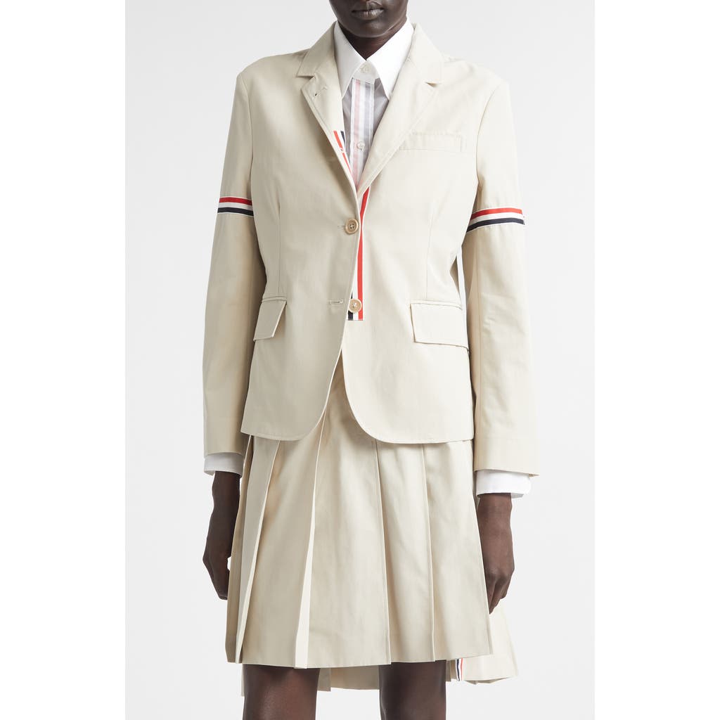Thom Browne Tricolor Armband Relaxed Fit Cotton Sport Coat in Beige at Nordstrom, Size 40
