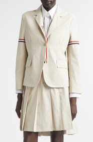 Thom Browne Tricolor Armband Relaxed Fit Cotton Sport Coat