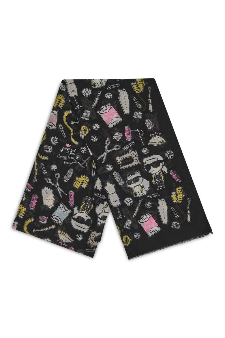 Choupette's Atelier Logo Scarf, Alternate, color, BLACK
