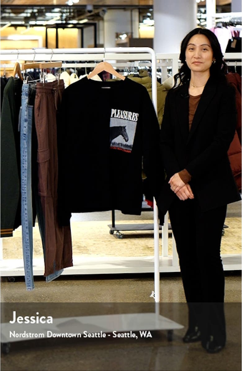 Horses Faux Layered Long Sleeve Graphic T-Shirt, sales video thumbnail