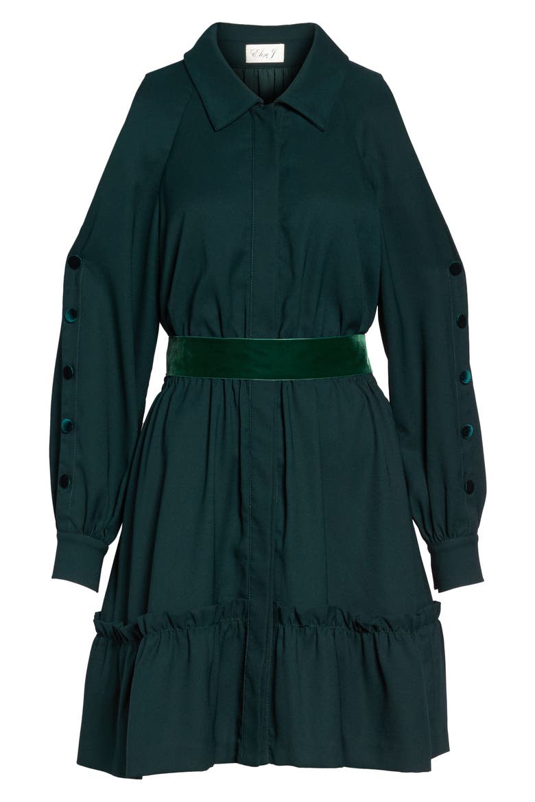 Cold Shoulder Shirtdress, Alternate, color, GREEN