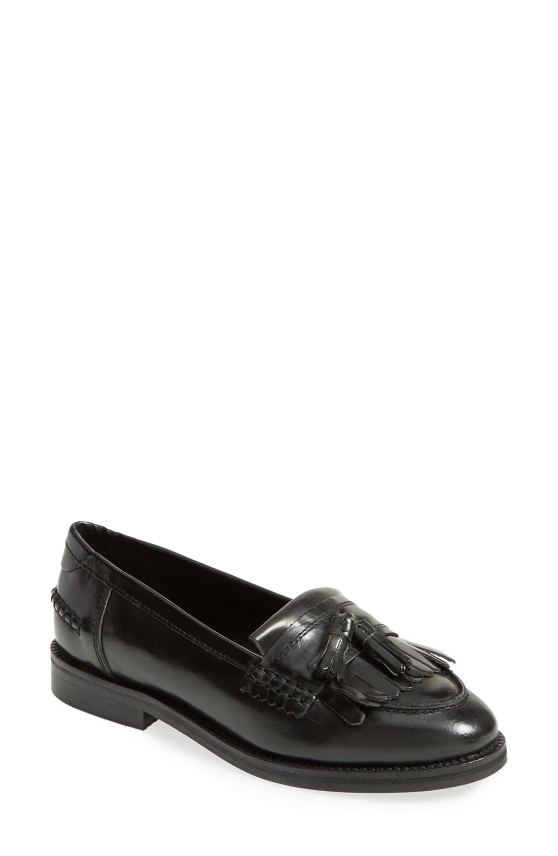 'Kourtney' Tassel Loafer, Main, color, BLACK