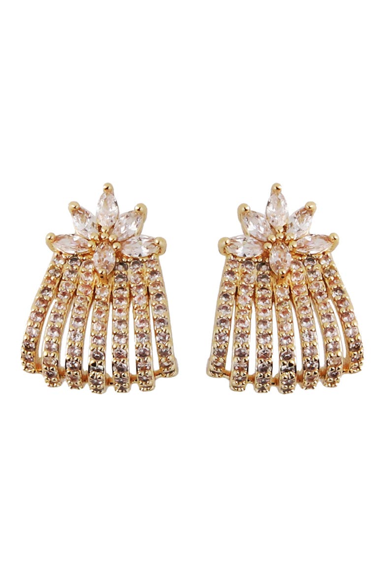 Crystal Flower Top Multirow Earrings, Main, color, GOLD