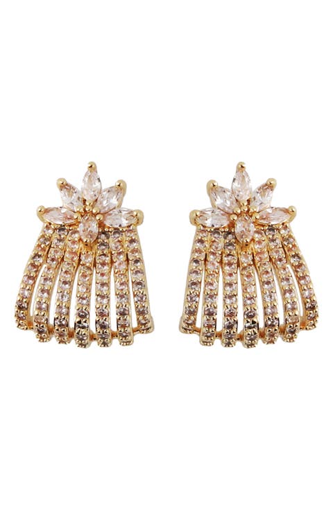 Crystal Flower Top Multirow Earrings