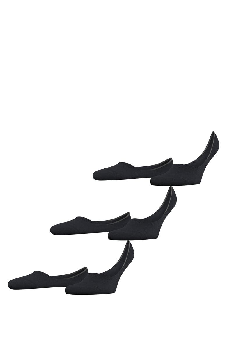 Falke Step Cotton 3-Pack No Show Socks, Main, color, Black