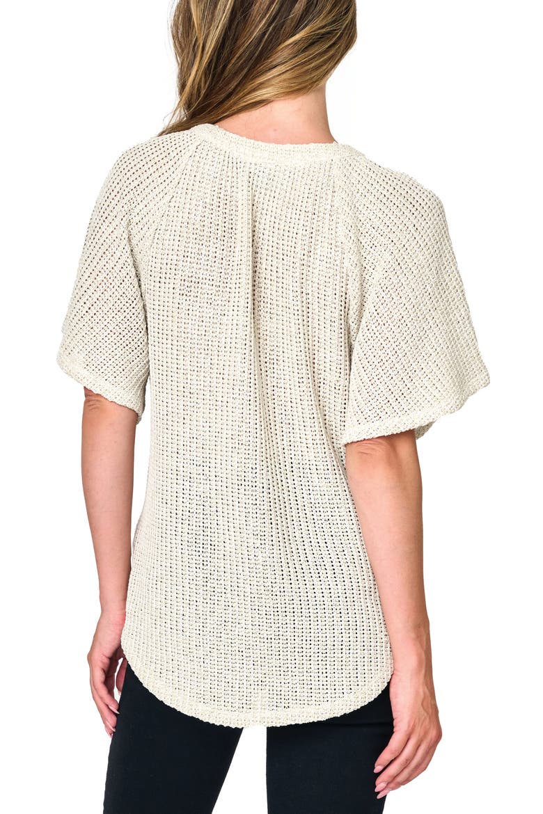 The Jordan Open Stitch Flutter Sleeve Sweater, Alternate, color, NATURAL