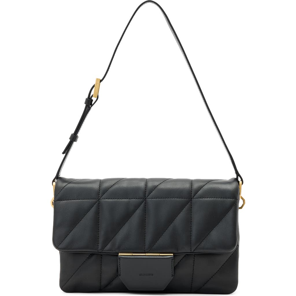 Allsaints Womens Black Jupiter Quilted-leather Cross-body Bag In Black