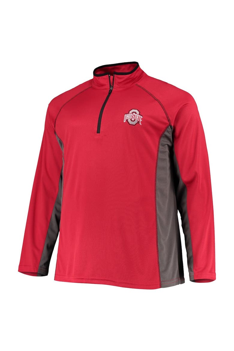 Men's Scarlet Ohio State Buckeyes Big & Tall Textured Raglan Quarter-Zip Jacket, Alternate, color, Scarlet