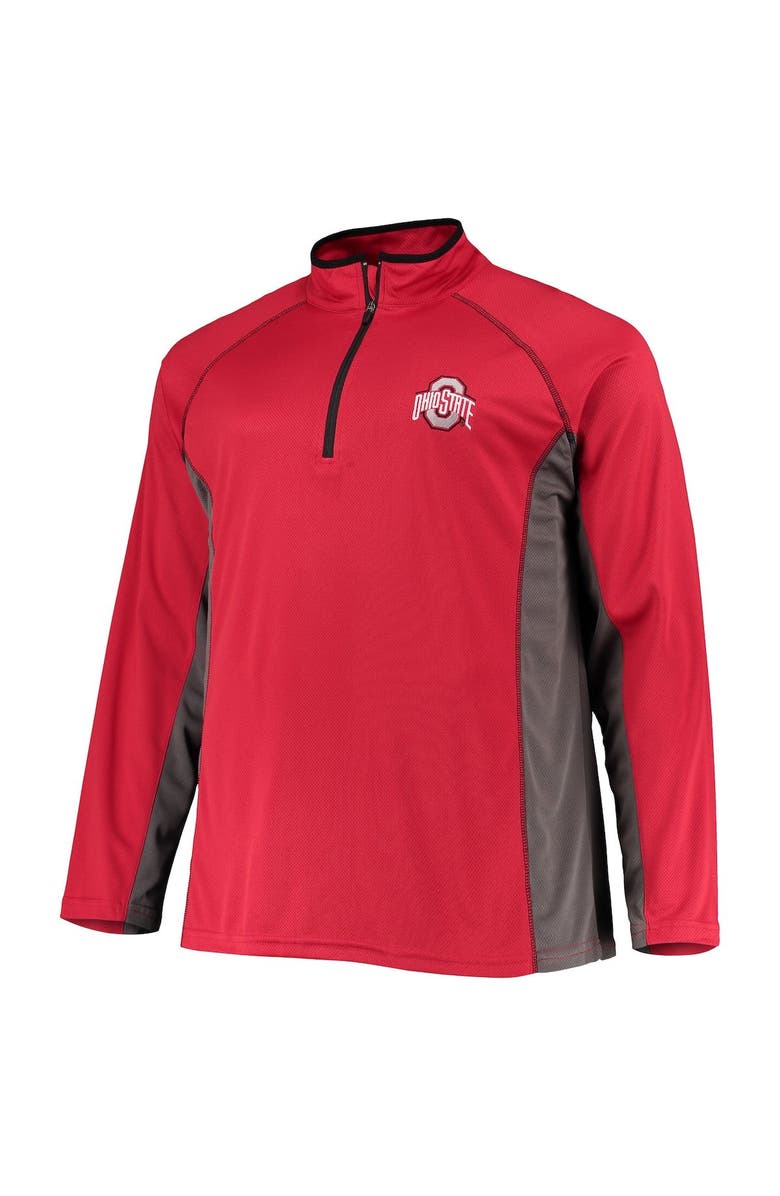 PROFILE Men's Scarlet Ohio State Buckeyes Big & Tall Textured Raglan Quarter-Zip Jacket, Alternate, color, 