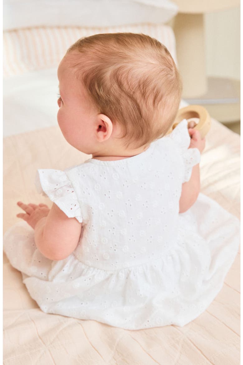 Cotton Eyelet Dress, Alternate, color, WHITE