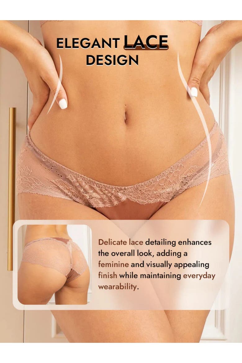 Pure Silk 3-Pack Lace Briefs Panties, Alternate, color, PaleMauve