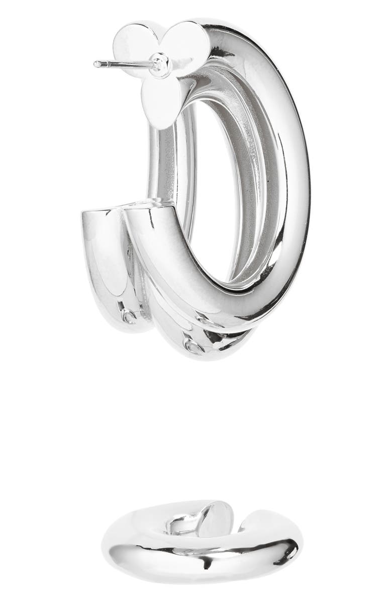 Rabanne Triple Loop Hoop Earrings & Ear Cuff Set, Alternate, color, Silver