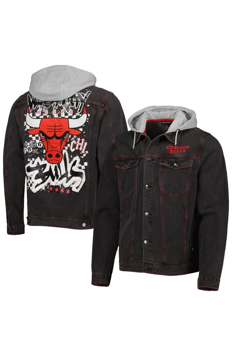 THE WILD COLLECTIVE Unisex The Wild Collective Black Chicago Bulls Windy City Button-Up Denim Jacket, Main, color, 