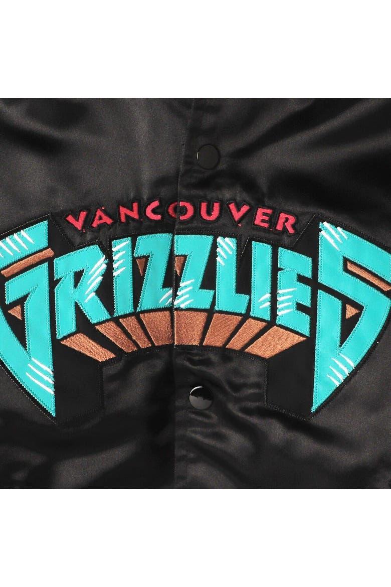 Youth Mitchell & Ness Black Vancouver Grizzlies Hardwood Classics Satin Raglan Full-Snap Jacket, Alternate, color, Black
