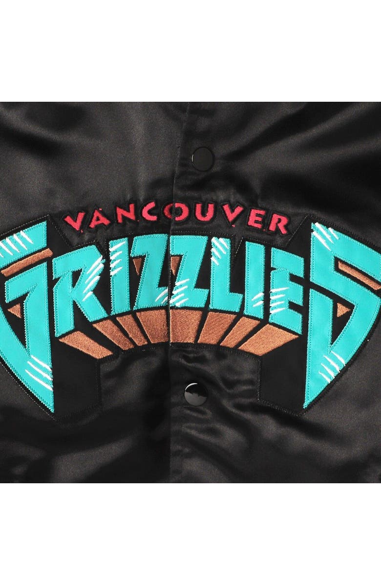 Mitchell & Ness Youth Mitchell & Ness Black Vancouver Grizzlies Hardwood Classics Satin Raglan Full-Snap Jacket, Alternate, color, Black