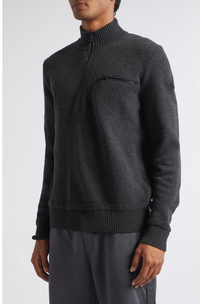 Half Zip Virgin Wool & Cashmere Sweater, Alternate, color, SMOKY BLACK