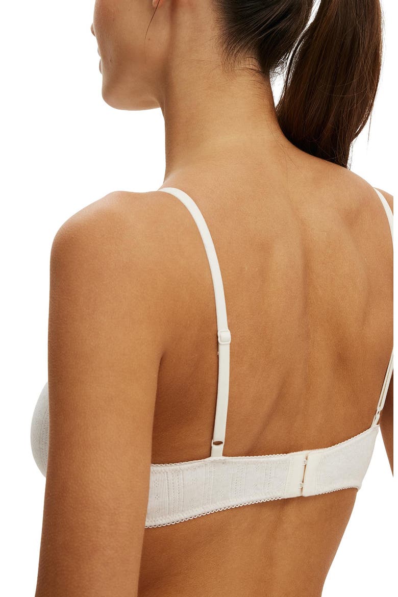 Women's Cotton Pointelle Triangle Padded Bralette, Alternate, color, Butterscotch Marle