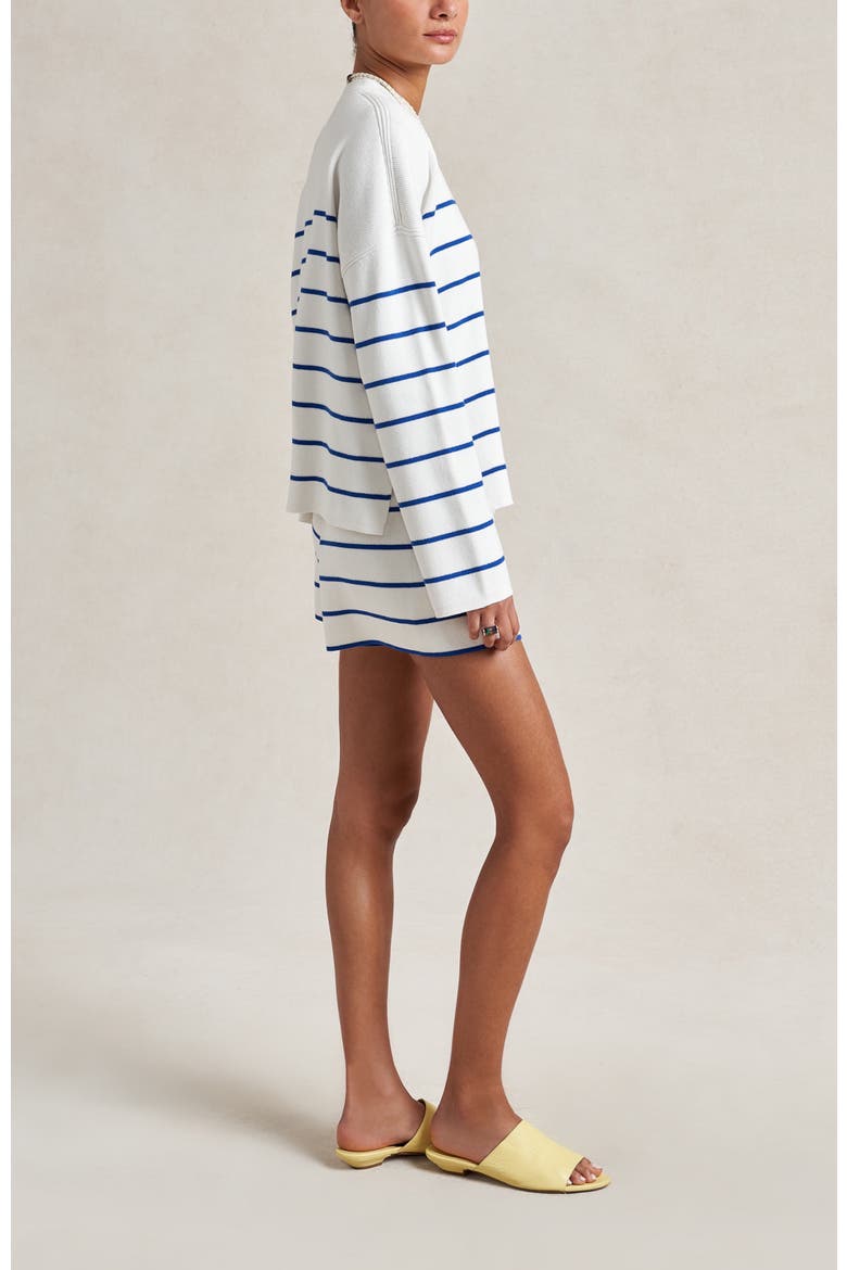 Leo Sweater, Alternate, color, Cream/Cobalt