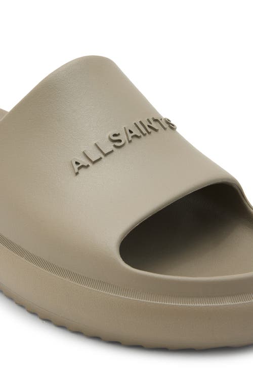 Allsaints Dune Slip On Logo Slides In Stone Grey