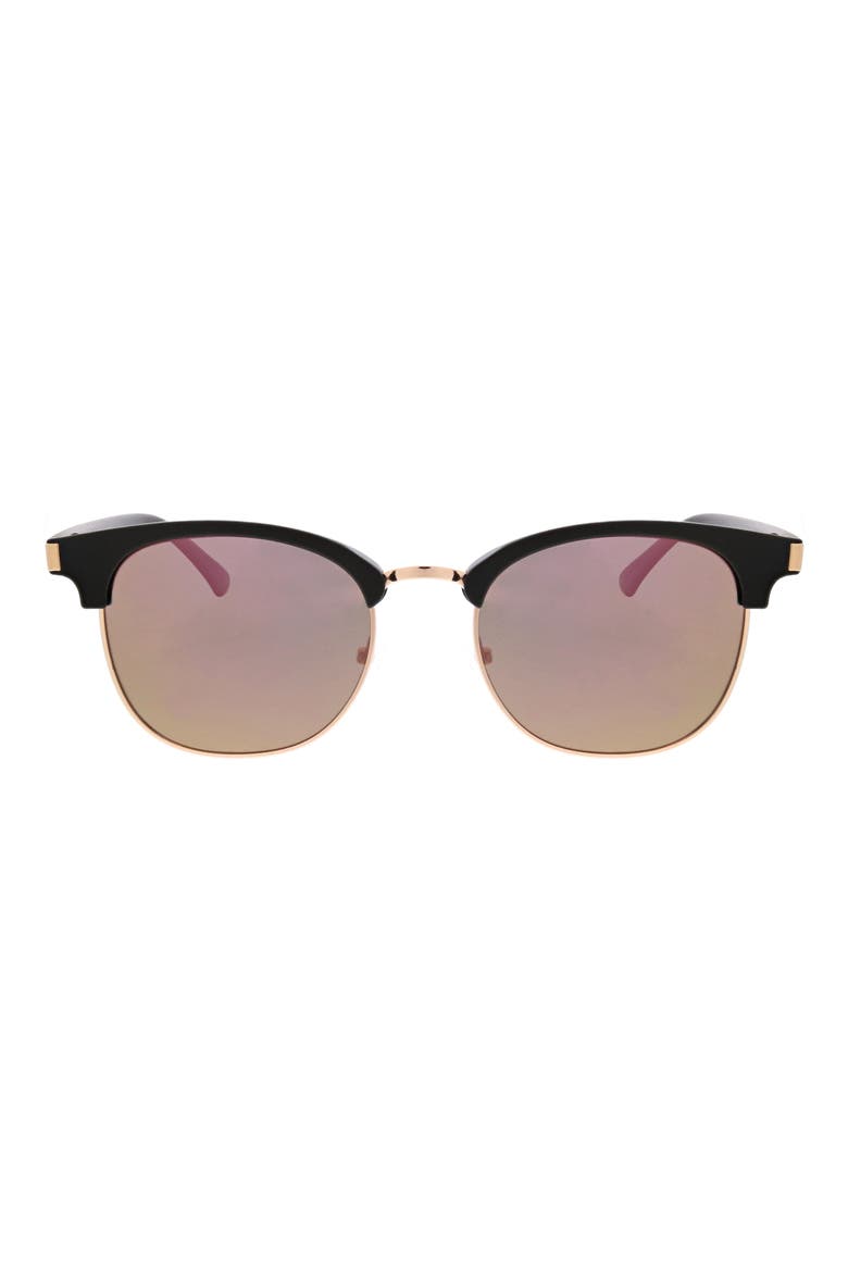 52mm Retro Half Rim Sunglasses, Main, color, MATTE BLACK