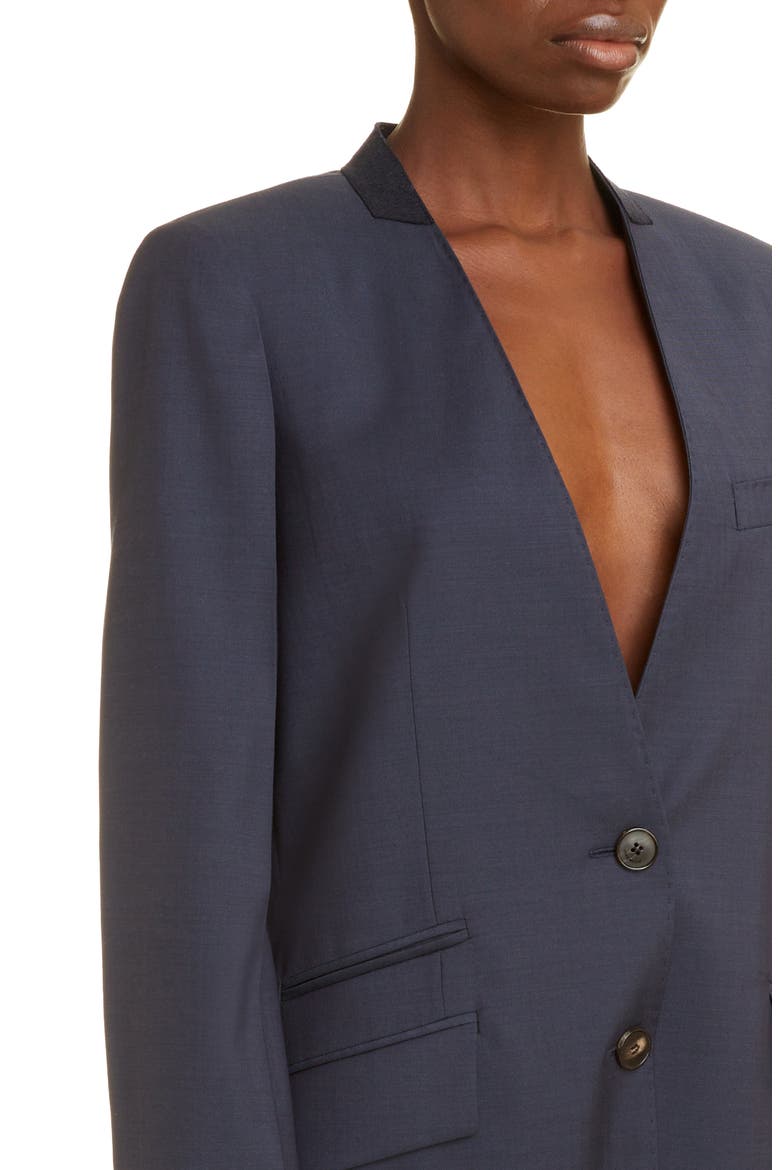 Collarless Wool Jacket, Alternate, color, DEEP SEA BLUE