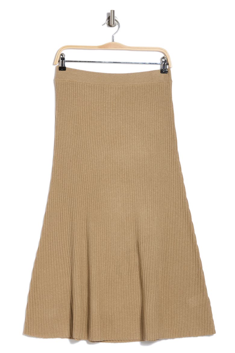 Ribbed A-Line Sweater Skirt, Alternate, color, BROWN GOLD
