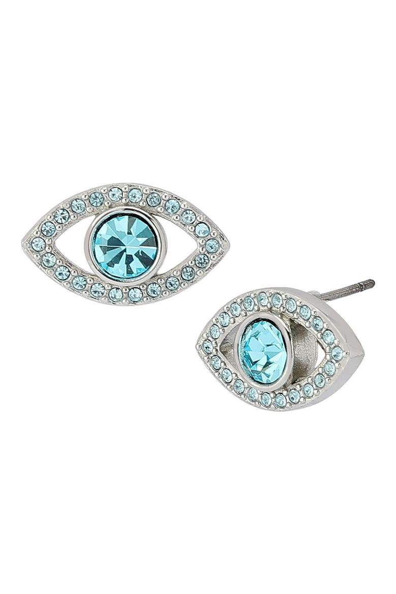 Pavé Evil Eye Stud Earrings, Main, color, BLUE