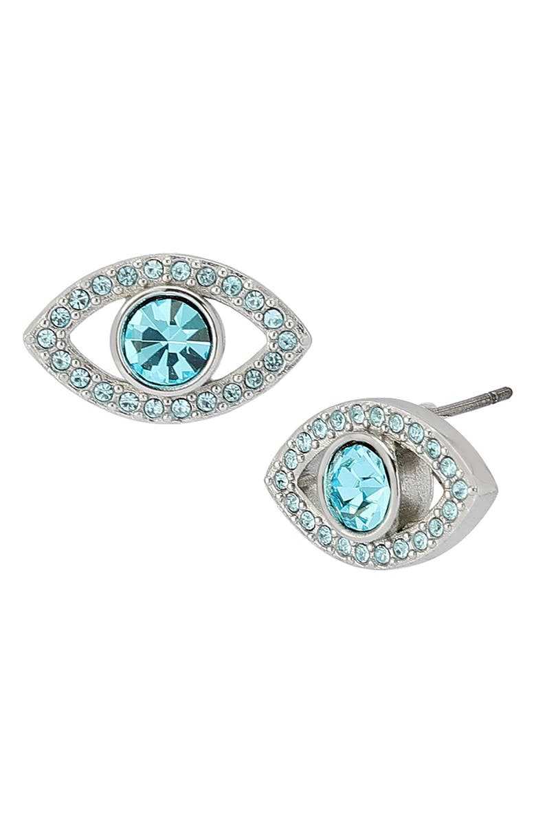 Kurt Geiger London Pavé Evil Eye Stud Earrings, Main, color, Blue