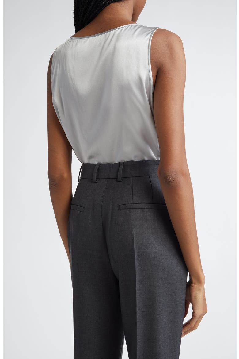 Logo Scoop Neck Stretch Silk Tank, Alternate, color, N4534 GRIGIO CHIARO